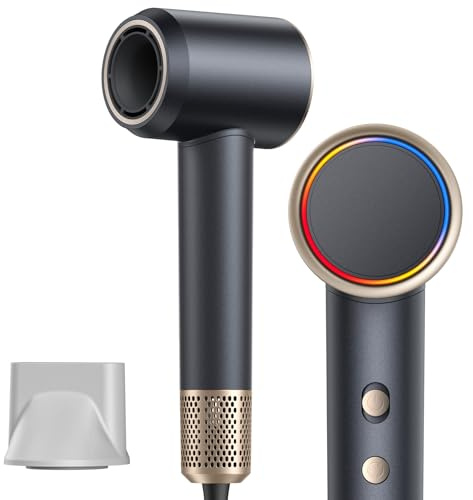 Aidisy Secador de Pelo, Potente Secador de Viaje, Secador de Pelo Profesional con Motor de 110.000 RPM, 1 Concentrador, 2 Combinaciones de Velocidad 3 Temperatura Gris