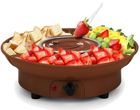 Olla Para Derretir Chocolate,Olla Caliente Para Fuente De Postre Eléctrica,Máquina Para Derretir Chocolate,Con Bandeja 2 Piezas De Tenedores,Adecuado Para Reuniones Familiares,Brown