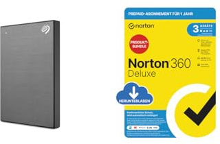 Seagate One Touch 2TB tragbare Externe Festplatte + Norton 360 Deluxe 2026, Antivirensoftware für 3 Geräte