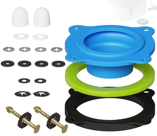 Wax Ring Kit for Toilet Installation - Elastic Rebound Wax-Free Gasket, Reusable Toilet Seal Ring Stops Leaks & Odors, Fits Uneven Floors - No Wax Rubber DIY Kit for 3/4 Drain, Ideal for Homeowners