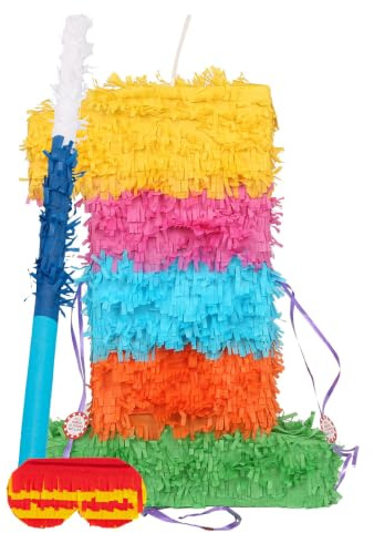 Fax Potato Piñata-Set mit Stab und Augenbinde - Blauer Stick - Mexikaner Kinder Mädchen Jungen Geburtstagsfeier Parteien Spiele Dekorationen Bausatz