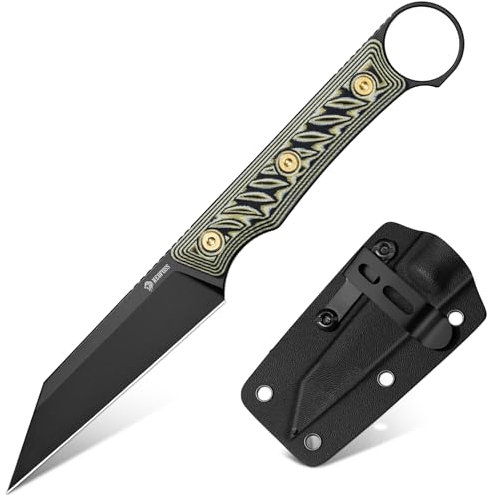 NedFoss RAVEN Jagdmesser 42a Konform, 8.5cm 14C28N Stahl Full Tang Survival Messer mit Verstellbarer Clip & G10 Griff, Outdoor Messer mit Kydexscheide, EDC Messer, Legales Feststehendes Hunting Knife