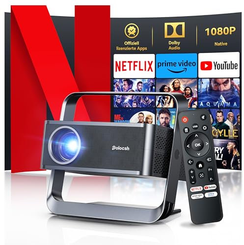 Polocsh Proiettore 4K Supporta 600 ANSI 1080P con correzione automatica della distorsione trapezoidale Messa a fuoco elettrica WiFi 6 Bluetooth Home Cinema Proiettore (Grigio ferro)