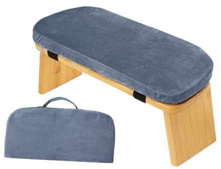 Oshhni Meditationsbank mit Kissen ergonomisch Nicht schlupfmoderner Unterstützung Knienhocker Weich für Innenraum Freizeit -Teezeremonie im Freien, Hellblau