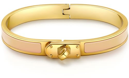 Ahokei Gold Armband Damen Gold Armreif Armbänder Armband Dupes Wasserfester Schmuck Goldenes 17CM Edelstahl Armbänder Geschenk für Frauen Mama Ehefrau Mädchenfreundin,Orange