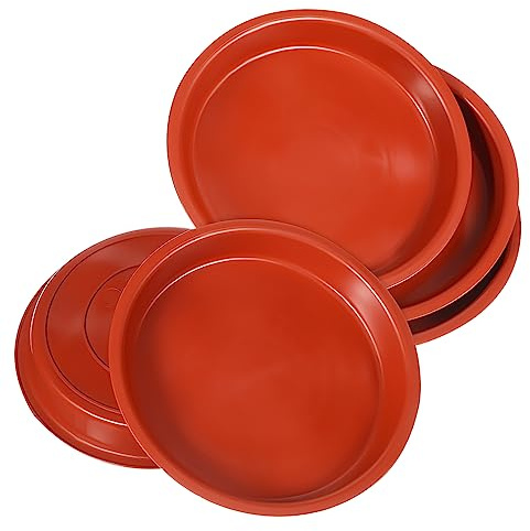 Luxshiny Soucoupes pour Pots De Fleurs Plates en Plastique Rouge, Lot De 5, pour Intérieur Et Extérieur, Plateaux D'égouttage Stables Bacs D'arrosage Inférieurs, Protection L'excès d'eau Et Débris