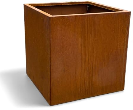 Czaja Cortenstahl Pflanzkübel 60x60x60 cm Fiorella - ohne Bodenplatte Blumenkübel quadratisch – wetterfest & langlebig – Garten Terrasse Balkon – Edelrost Pflanzgefäß