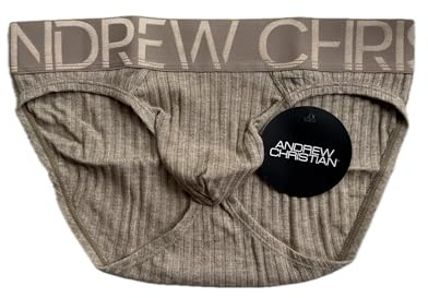 Andrew Christian - sous-vêtement Slips Hommes - Essential Rib Brief w/Almost Naked® Heather Khaki - 1x Taille XL