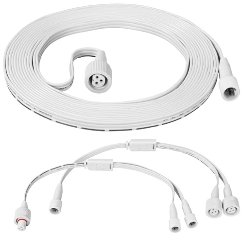 BTFO 3pcs Outdoor Lights Extension Cord Kit, 1 Female To 2 Male & 1 Male To 2 Female Y-Splitters & Extension Cable for Govee H705A H705B H705C H706A H706B H706C