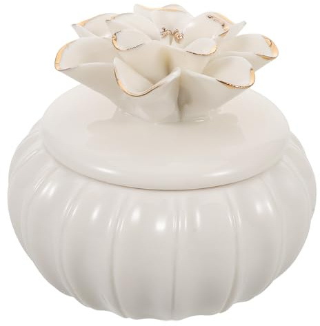 Hemobllo Boîte Bijoux Céramique Décorative avec Motif Floral Petit Rangement pour Bagues et Bracelets Boîte à Bijoux Porcelaine Lisse et Facile à Nettoyer Pot Décoratif Polyvalent pour