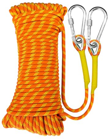 HUYEZybflt Corde Statique Escalade 12mm 100m 2 mousquetons Sac Rangement