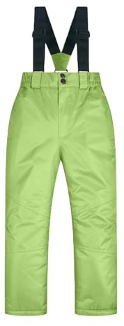 Mjjsk unisex barn skidbyxor flickor pojkar snösäkra byxor barn utomhus vattentäta vindtäta byxor vinter varma snowboard byxor, gRÖN, 5-6 År