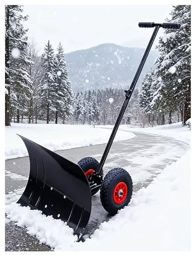 Schneeschaufel mit Rädern for die Einfahrt, persönlicher Schneeschieber mit Rädern, Verstellbarer Pflugwinkel, Einarm-Schneepflugschaufel(75x35cm/29.5x13.7in)