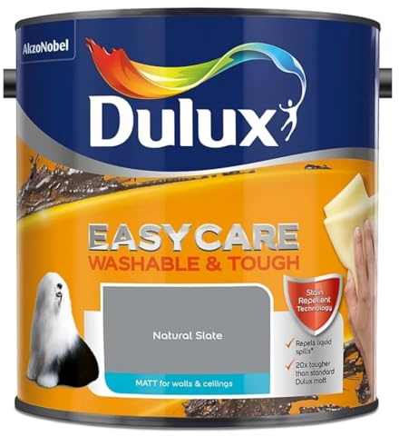 Natural Slate Dulux Easycare Matt Emulsion Paint 2.5L – Washable & Stain Resistant, Durable Matt Finish, Quick Dry, Low Odour Interior Wall & Ceiling Paint