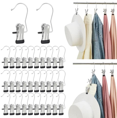 TWINKLEMON 200 Pcs Boot Hangers Clips for Closet, Stainless Steel Clothes Hooks Clip, Laundry Hooks Clothes Pins Hanging Clips, Portable Clip Hangers Clothespins Hanger for Wardrobe Organization