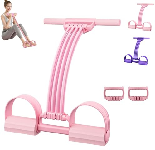 Cuerda de tensión multifunción con Mango, Banda de Resistencia de Pedal de 8 Tubos, Resistencia de Bandas de Ejercicio elásticas Ajustables, para Abdomen Cintura Brazo Pierna Pink