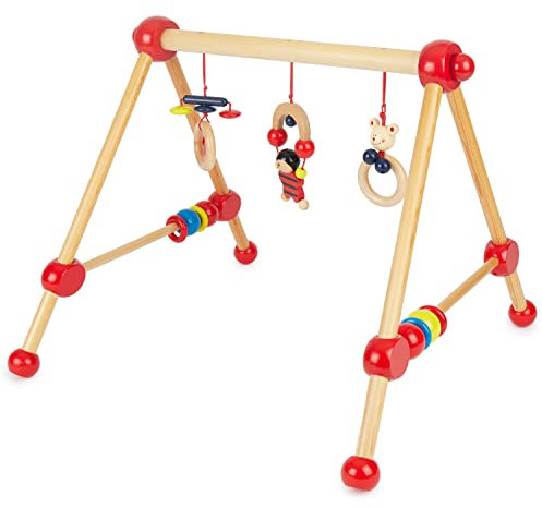Bieco Spieltrapez | Spielbogen Baby Holz mit Figuren & Kugeln | Spielebogen Holz Baby | Spieltrapez Holz | Baby Mobile Holz | Activity Center Baby Gym | Holzspielzeug Baby | Baby Spielzeug