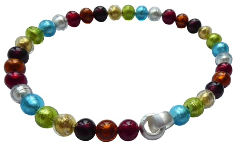 Mugello Murano-Kette Collier Perlen Handarbeit echtes Murano-Glas hochwertige Klapp-Schließe Sterling-Silber 925-er Goldschmiede-Arbeit Unikat Geschenk