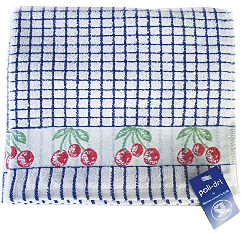 Samuel Lamont & Sons Poli-dri Jacquard-Geschirrtuch, Blaue Kirschen, Größe 50 x 70 cm, 100% Baumwoll-Frottee, Ultra-saugfähig und superweich, maschinenwaschbar, Blau, Einheitsgröße, Schwarz