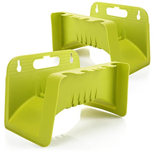 com-four® 2X Portagomma - portagomma per Giardino, Cantina e tettoia - Supporto a Parete per Tubo da Giardino (2 Pezzi - Verde)