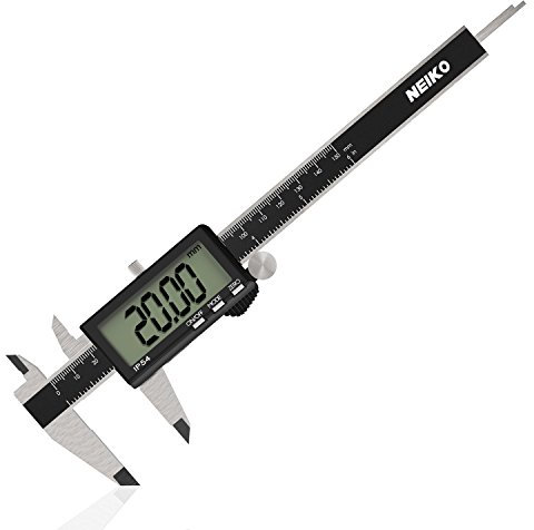 NEIKO 01401A 6-Inch Electronic Digital Caliper, Stainless Steel, Extra Large LCD Screen, Measurement Conversions for Inches, Millimeters, and Fractions, 1 LR44 Batteries Required. (Included)