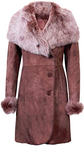 Infnity Leather Ladies Warm Smoke Brissa Merino Shearling Sheepskin Coat with Toscana Collar L Brown