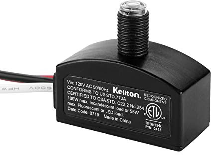 Keilton 120V AC Dusk to Dawn Photocell Light Sensor, Outdoor Hard-Wired