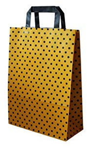 PGV Papiertragetaschen mit Flachhenkel Duo Punkte GELB (18 + 8 x 22 cm, 100 Stück)