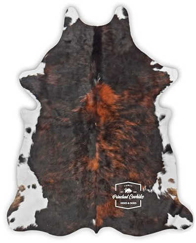 PRIMELAND COWHIDES Dark Brindle Tricolor Cowhide Rug, Genuine Cowhide Rugs for Living Room Size: Large, Area Rug (5ft x 7ft) (150cm x 210cm)