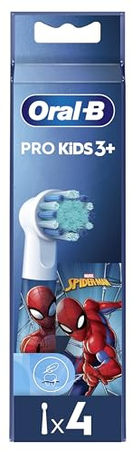 Oral-B Pro Kids Spiderman – ORIGINAL Aufsteckbürsten für Elektrische Zahnbürste – Extra Weiche Borsten, Oral-B Ersatzbürsten, Zahnbürstenaufsatz für Kinder ab 3 Jahren – Weiß, 4 Stück