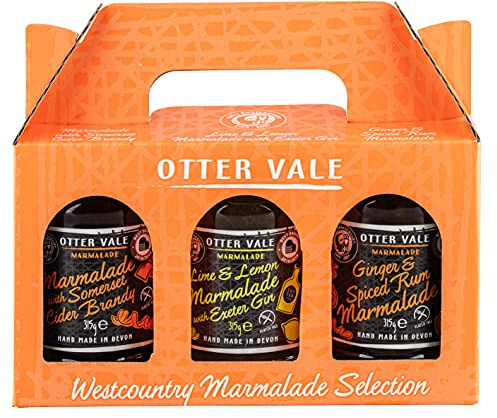 Otter Vale Marmalade Gift Pack, Three Great marmalades Each with a Generous Splash of Bo oze, Hand-Made in Devon, Gluten-Free, 3 x Glass Jars Total 945 g | Three Great marmalades Each with a Generous Splash of Bo oze, Hand-Made in Devon, Gluten-Free