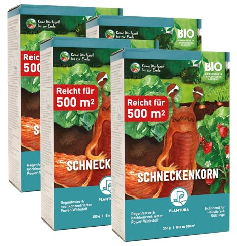 Plantura Bio-Schneckenkorn, regenfester Power-Wirkstoff, hochwirksame Schneckenbekämpfung an Obst Gemüse & Zierpflanzen, schonend für Haustiere, Vorteilspack: 1400 g für 2000 m²