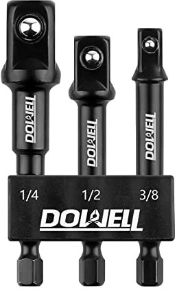 DOWELL Impact Grade Socket Adapter Set Extension Bit With Holder 1/4-Inch, 3/8-Inch, 1/2-Inch Drive Socket Set Power Drill Bit Extension To High Speed Impact Wrench (3, 3-Inch)
