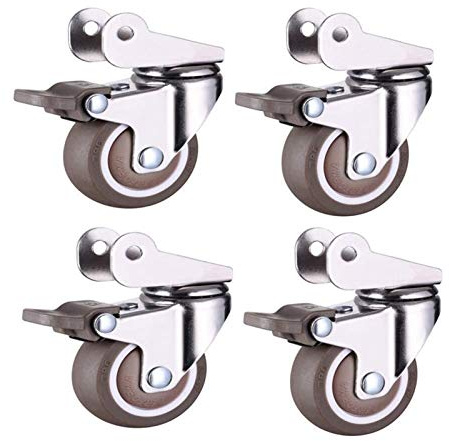 SBTXHJWCGLD 4pcs Furniture Casters 1.5Inch 40mm/2Inch 50mm - Silence Rubber Wheels Brace Universal Swivel Brake (Color : 4 Brakes, Size : 1.5in)