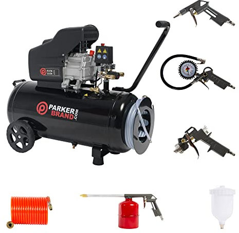 ParkerBrand.com 50 Litre Air Compressor with Hose Reel & Tool Kit - 9.6 CFM, 2.5 HP, 50L