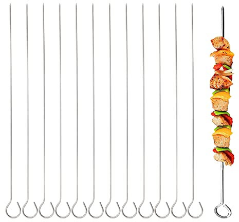 Spiedini in Acciaio Inossidabile, Spiedini per Kebab, Spiedini in Acciaio Inox, Spiedini per Griglia Lunghi, BBQ Kabob, Spiedini per Barbecue, 12 Pezzi, 30 cm, Bastone Tondo