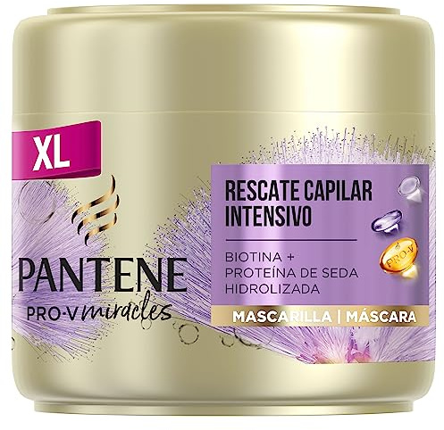 Pantene Hair Mask For Dry Damaged Hair, Intense Hair Rescue, Helps Repair Intensely Dry, Damaged Hair, Biotin And Hydrolyzed Silk Protein, Leaves Hair Silky To The Touch, 300ml