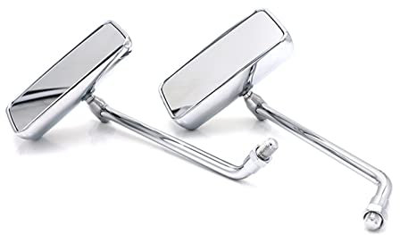 Rückspiegel Vintage Motorrad-Rückspiegel Aluminium Quadratisch Drehbar 8 Mm 10 Mm Für Chopper Für Scooter Für Bobber Für Cafe Für Royal Für Enfield Lenkerendenspiegel (Color : Chrom)
