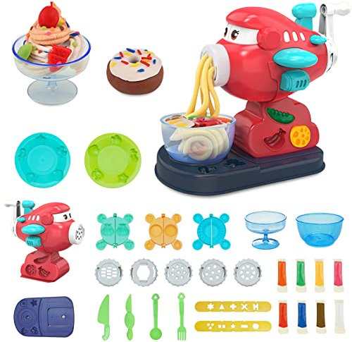 Linsey Knete Zubehör Set, Knete Zubehör Creation Frühstück Burger & Pasta Plastilin Werkzeuge Extruder，Küchenkreation Lernspielzeug für Jungen Mädchen (Flugzeug)