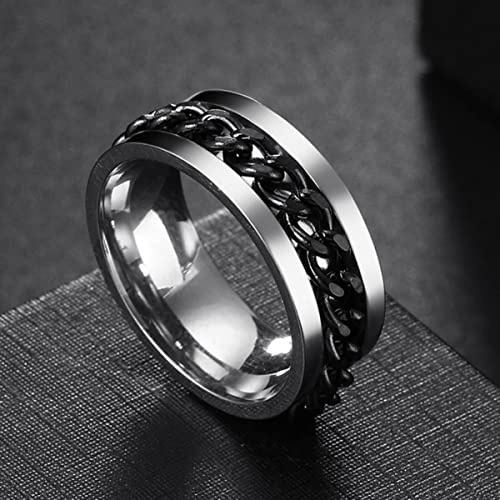 YAHOYA Ins Mode Frauen drehbare Kettenglied Männer Spinner Ring Edelstahl Herren's Titan Angst Fidget Korkenzieher Ring Geschenk