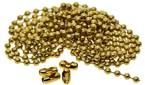 barenx Kugelkette aus Messing, 4 mm, mit Verbindungselementen, zum Basteln von Perlen