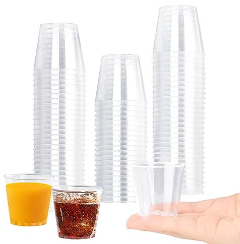 MXTIMWAN 50 Piezas Vasos de Chupito de Plástico, 30ml/3cl Vasos Plastico Duro Reutilizable, Vasos Chupito Plastico Transparentes, Vasos de Fiesta Transparentes Plástico para Fiestas, Bodas, Picnic