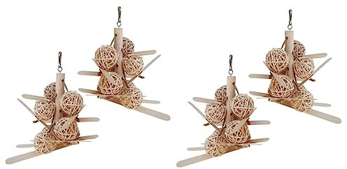 Mipcase 4stücke Holzspielzeug Für Papageien Interaktive Kletterleiter Und Schaukeltier Sicheres Kaumaterial Für Haustiere Fördert Spiel Und Bewegung