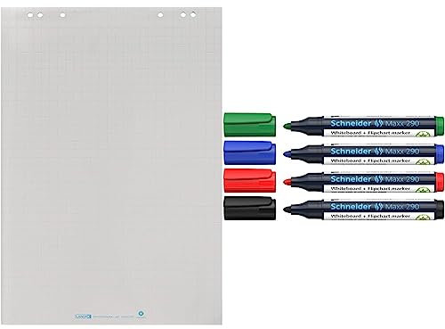 Landre recycling Flipchart-Papier, kariert & Schneider Maxx 290 Marker