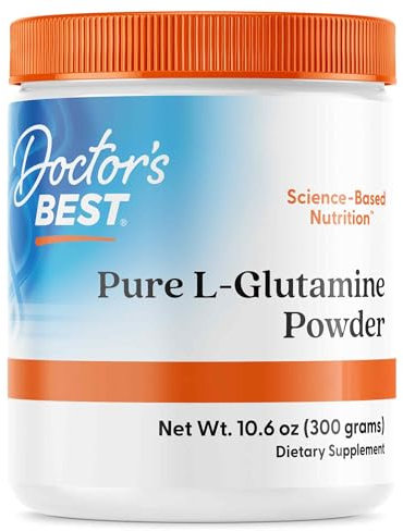 Doctor's Best, Pure L-Glutamine Powder, 300g Vegan Powder, Highly Dosed, Amino Acid, Lab-Tested, Gluten-Free, Soy-Free, Vegetarian, Non-GMO