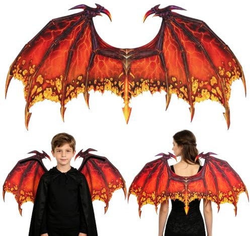 SEWACC Dragon Wing Dragon Wings Cosplay Props Non-woven Dragon Wing Halloween Wing Cosplay Carnival Wing for Unisex (Red) Demon Wing