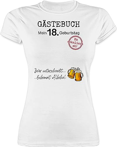 Shirt Damen - Gästebuch 18. Geburtstag - M - Weiß - gästeliste t-Shirt 18 Geschenk für 18-jährige mädchen volljährig mit Tshirt t Jahre t-shirt18 18ten zum Shirts Geburtstagsgeschenk Einer