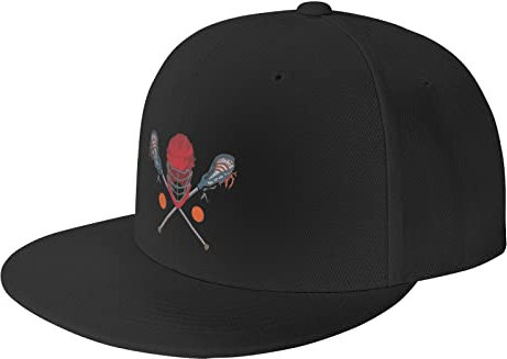 Baseballkappe Gekreuzte Lacrosse Sticks Freizeit Mütze Hip Hop Basecap Kappe Sonnenschutz Trucker-Kappe, Für Draußen, Wandern, Golf