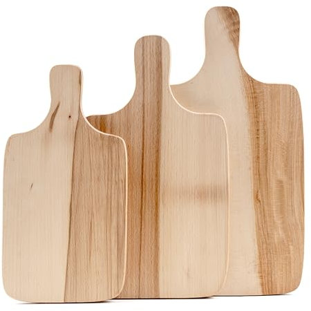 Schneidebrett aus massivem geöltem Buchenholz - 3er Set Holzbrett mit Haltegriff - Beidseitige Hackbretter in verschiedenen Größen - Robuste Küchenbretter für Fleisch, Brot & Gemüse