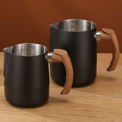 Lattiera Mucca 600ml 900ml Brocca Per Schiumare Il Latte 2PCS Brocca Per Schiumare In Acciaio Inox Per Caffè Espresso Cappuccino, Misura All'interno,per Macchine Da Caffè Espresso ( Color : Black )